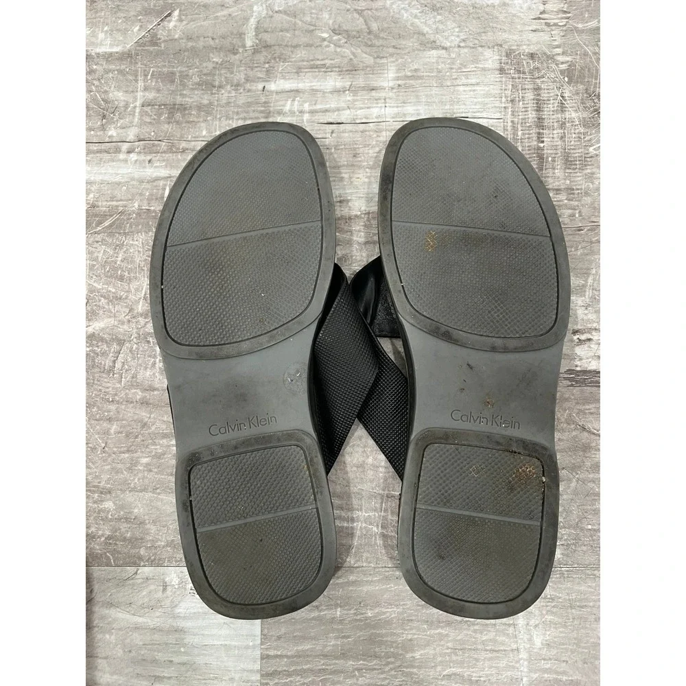 Calvin Klein Thong Sandals Mens Black Sandals Deano Style Flip Flops Size 11